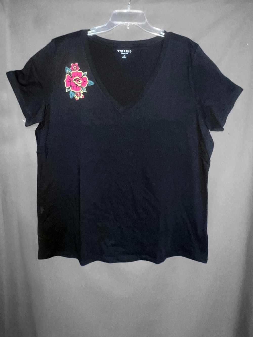 Torrid Black T-shirt with Flower Accent